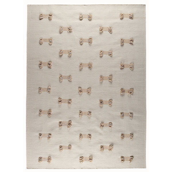 Millwood Pines Aaru Geometric Handwoven OffWhite Area Rug Wayfair